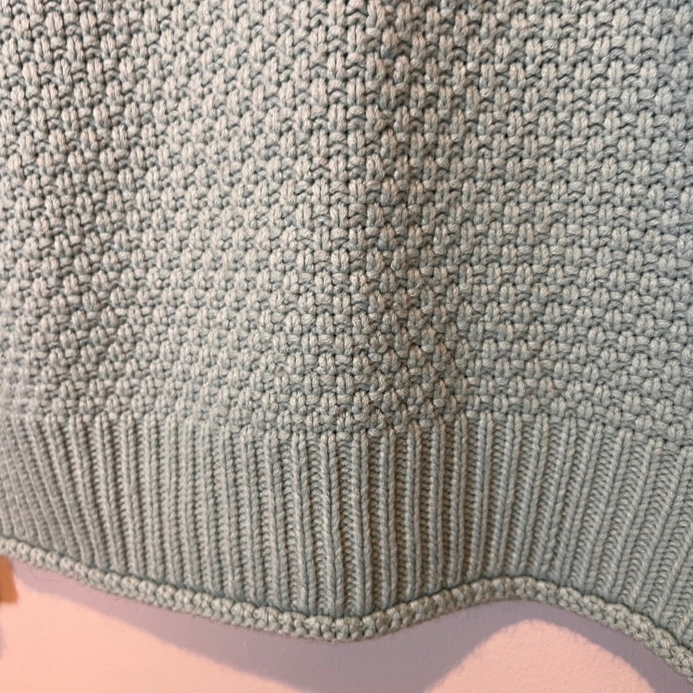 Womens Cozy Winter Sweater in Aqua Blue  Mock‎ Neck Heavy Warm Ribbed Knit Large - Picture 5 of 14
